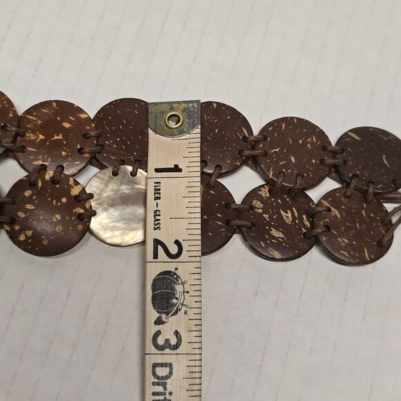 Coconut Shell Waistband Bohemian Boho Hippie Brown Belt - Picture 8 of 8